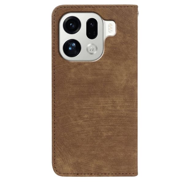 Oppo Find X9 Pro 5G Fodral Pattern Äkta Läder - Brun