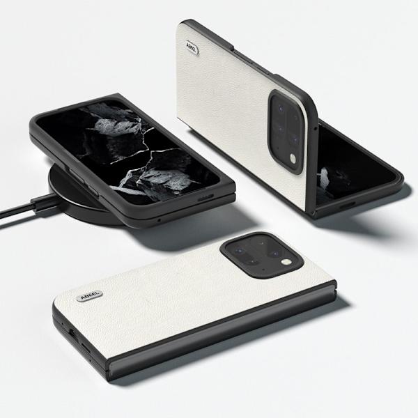 ABEEL Mobilskal till Google Pixel 9 Pro Fold 5G Äkta Läder Grå