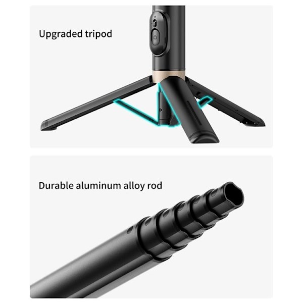 Utdragbart stativ Aluminiumlegering Bluetooth Selfiepinne Q12 - Rosa