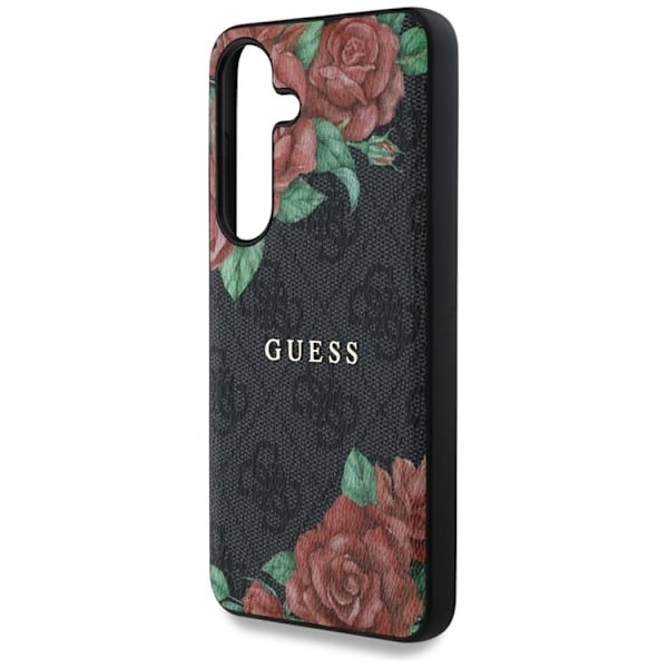 Guess Galaxy S25 Mobilskal MagSafe Flowers Print Metal Logo - Svart Svart