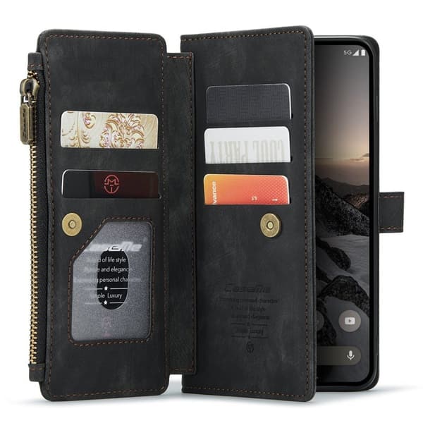CASEME Konstläder Plånboksfodral för Google Pixel 10 Pro/10/9 Pro/9 - Svart