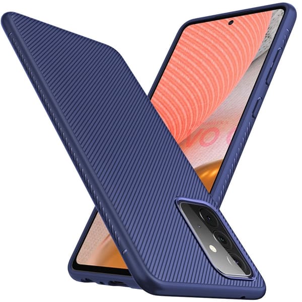Twill Texture flexicase skal till Galaxy A72 5G - Blå Blå