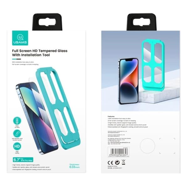 USAMS iPhone 14 Plus Karkaistu lasi Näytönsuoja US-BH805 Full Glue H Transparent