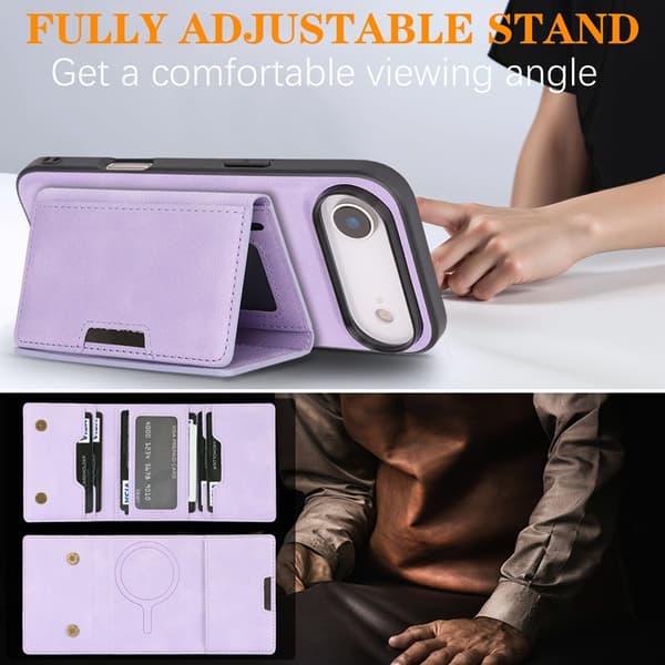 Mobilskal till iPhone Air MagSafe Kickstand Tri-fold Korthållare Lila