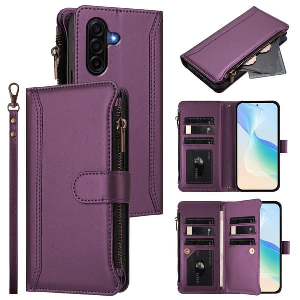 Samsung Galaxy A57 Plånboksfodral Konstläder 9 Kortfack - Lila
