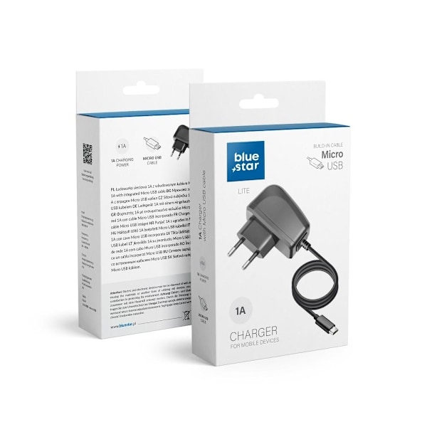 Blue Star Reseladdare Micro USB Universal 1A Blue Star Svart