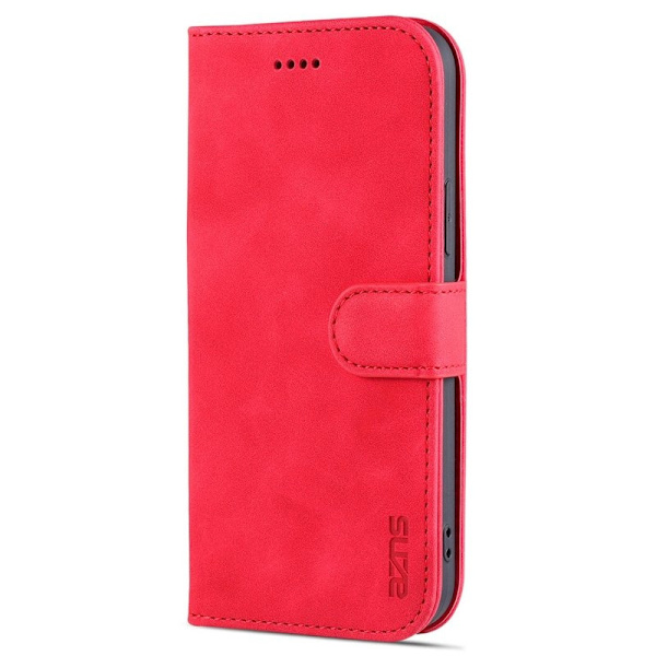 AZNS iPhone 14 Plånboksfodral Konstläder TPU Stötsäker - Röd