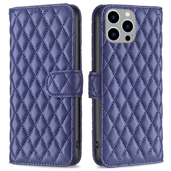 BINFEN iPhone 14 Pro Max Wallet Case Rhombus - sininen