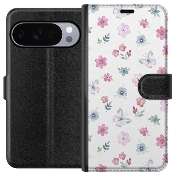 Plånboksfodral till Google Pixel 10 Pro med Blommor och fjärillar