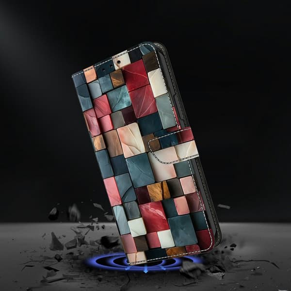 Plånboksfodral för Samsung Galaxy S26 Plus Fällbart Ställ Färgglad Tegelmönster