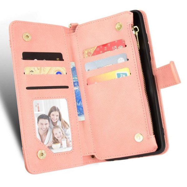 Galaxy Z Fold 4 Wallet Case Magnetisk lynlås - Pink
