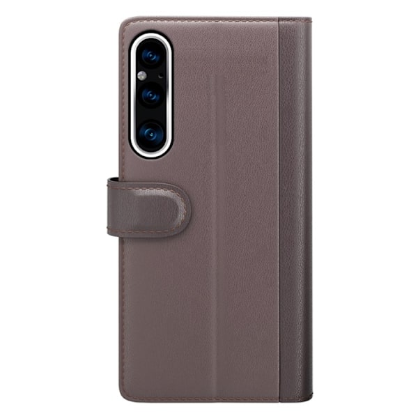 Sony Xperia 1 V Plånboksfodral Äkta Läder Flip - Brun