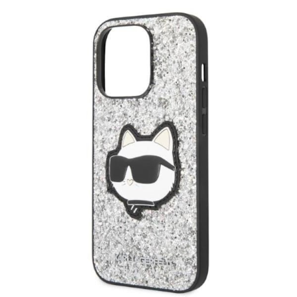 Karl Lagerfeld iPhone 14 Pro Max Skal Glitter Choupette Patch - Silver
