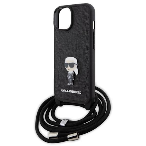 KARL LAGERFELD iPhone 15 Halsbandsskal Monogram Metal Pin - Svart Svart