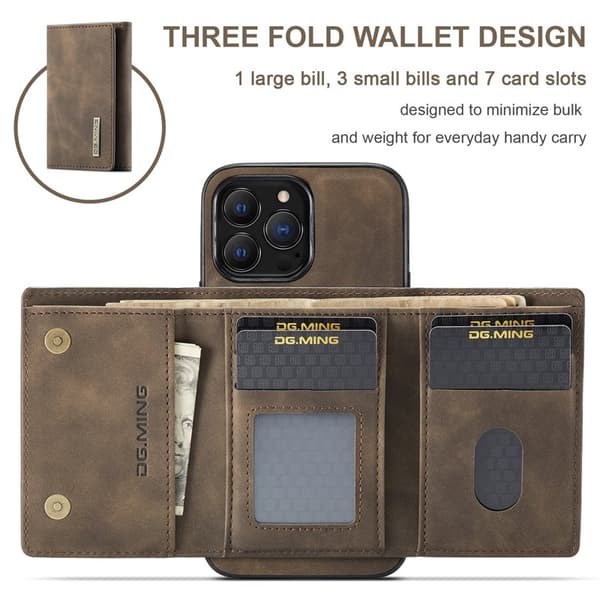 DG.MING M1 Series Mobilskal till iPhone 16 Pro Max Kickstand Brun