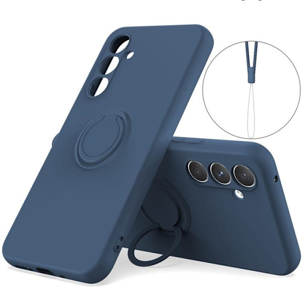 Mobilskal till Galaxy S25 Plus Ring Kickstand med Rem Blå