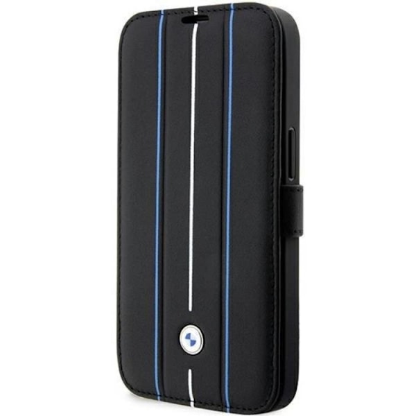 BMW iPhone 14 Pro Plånboksfodral Läder Stramp Lines - Blå Blå
