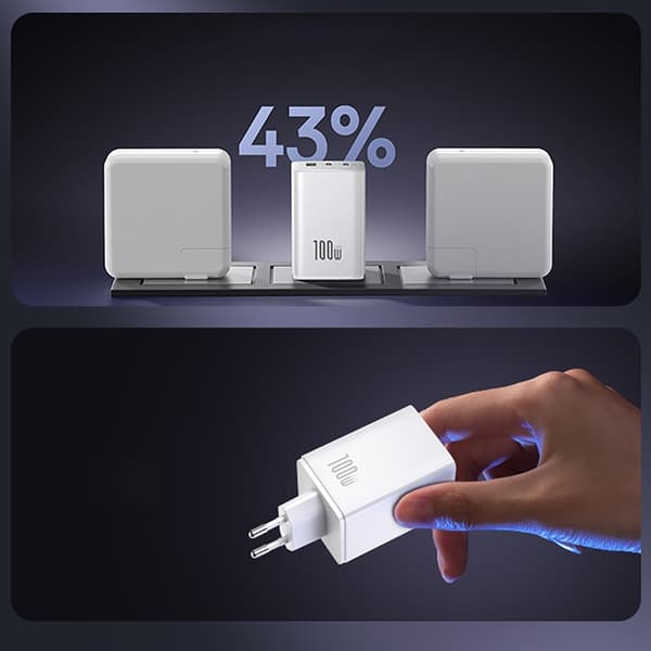 Baseus Snabbladdare 2 x USB-C/USB-A 100W EnerFill FE11 - Vit Vit