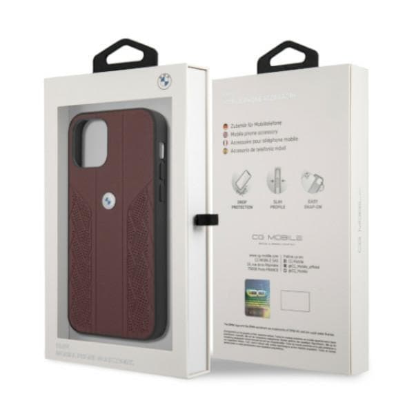 BMW Læder Curve Perforate Skal iPhone 12 / 12 Pro - Rød Red