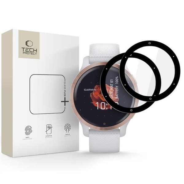 Tech-Protect [2-Pack] Garmin Venu 2S Härdat glas Skärmskydd Svart