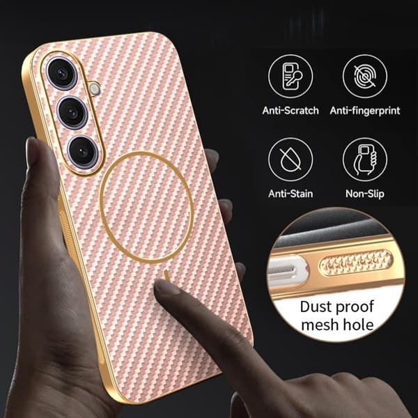 Mobilskal för Samsung Galaxy S26 Plus TPU Kolfiber - Rosa