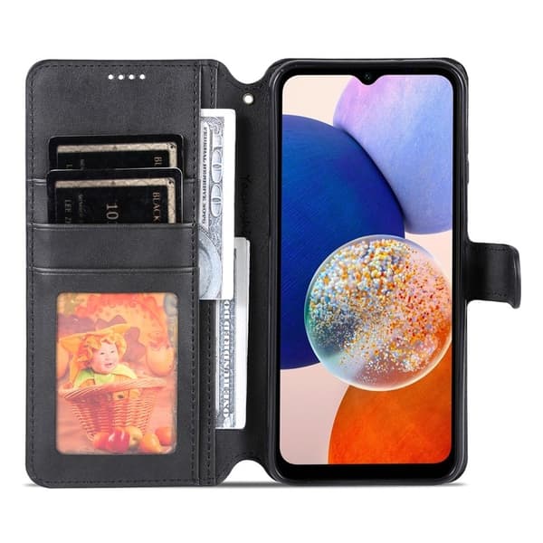 AZNS Samsung Galaxy A14 5G Plånboksfodral Konstläder - Svart