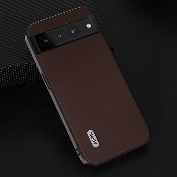 ABEEL Shockproof Case Mobilskal till Google Pixel 8 Pro Äkta Läder Brun