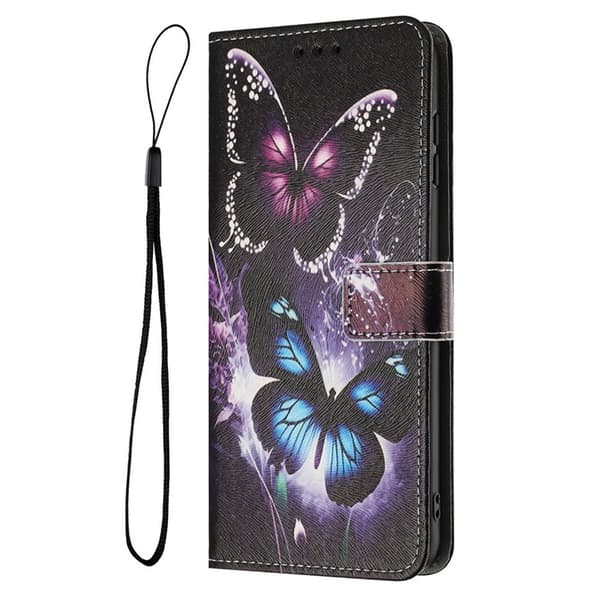 Sony Xperia 1 VII Konstläder Plånboksfodral Pattern Printing - Two Butterflies Svart