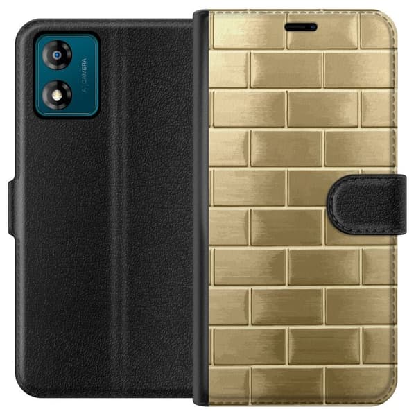 Plånboksfodral till Motorola Moto E13 med Gyllene Murstenar