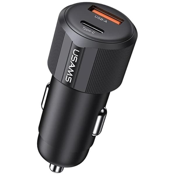 USAMS Billaddare 60W 1xUSB-A 1xUSB-C YT - Svart Svart
