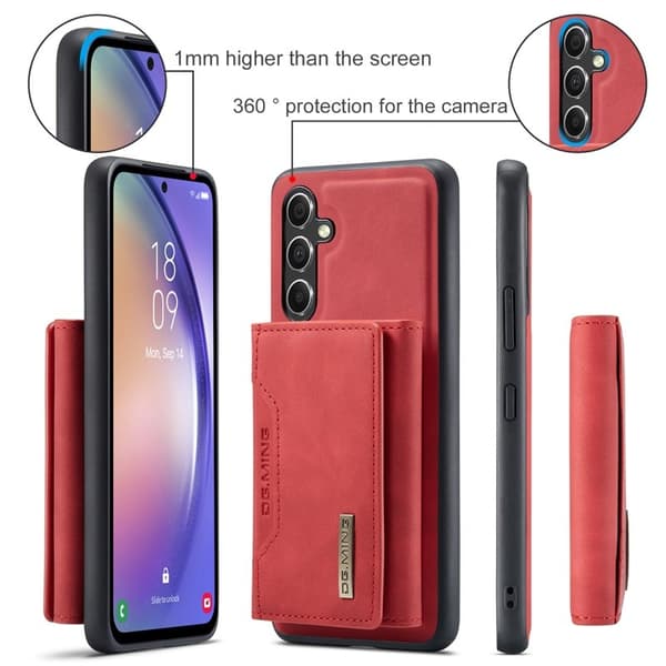 DG.MING Samsung Galaxy A54 5G Konstläder Plånboksfodral Röd
