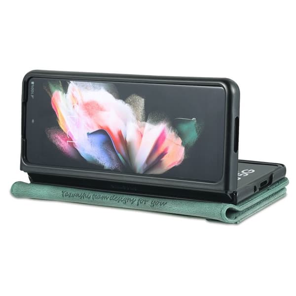 AZNS Samsung Galaxy Z Fold3 Plånboksfodral Konstläder - Grön