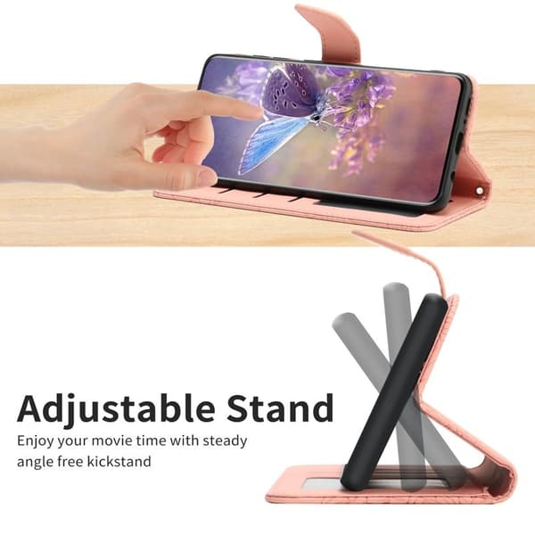 Samsung Galaxy S26 Pro Plånboksfodral Konstläder Blomtryck - Rosa