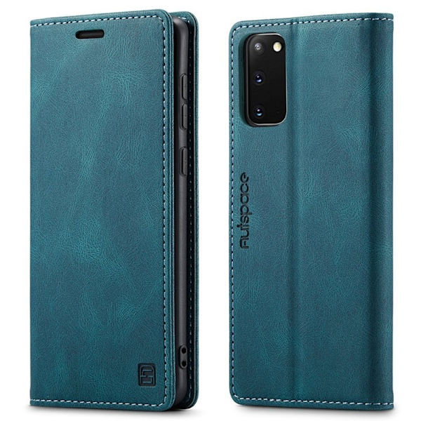 AUTSPACE A01 Plånboksfodral för Samsung Galaxy S20 Konstläder - Blå