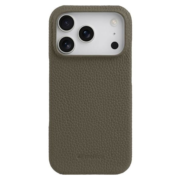 MELKCO Mobilskal till iPhone 17 Pro Max Äkta Läder PC Grå