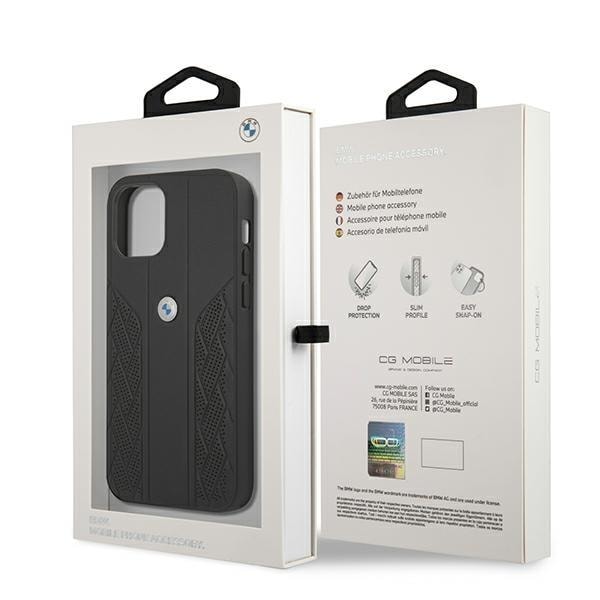 BMW Läder Curve Perforate Skal iPhone 12 Pro Max - Svart Svart
