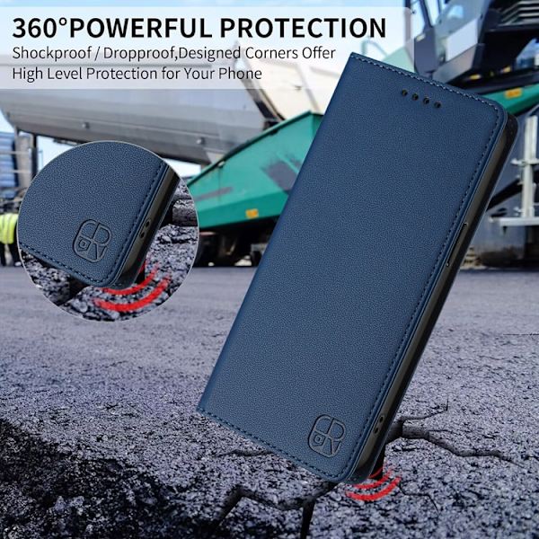 RINACASIS iPhone 17 Pro Konstläder Plånboksfodral RC01 RFID-Skydd - Blå Blå