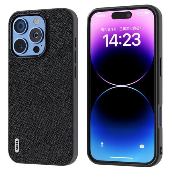 ABEEL Mobilskal till iPhone 16 Pro Max Äkta Läder Hybrid - Svart