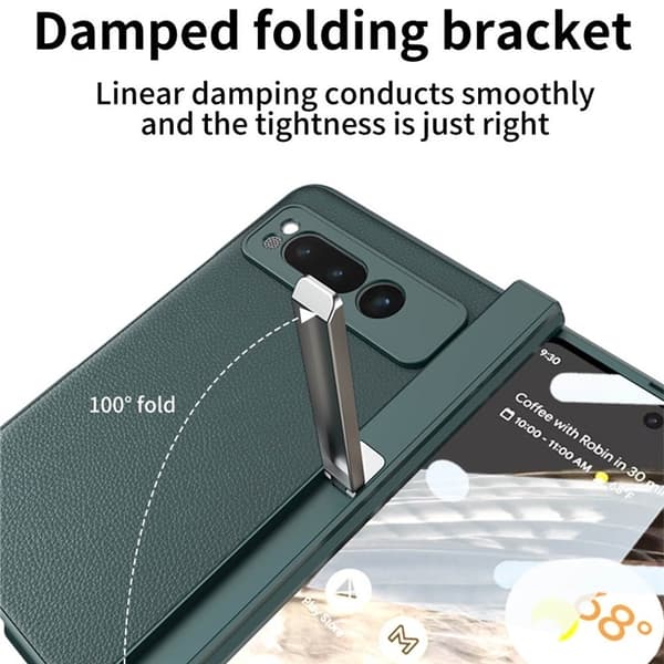 GKK Google Pixel Fold -puhelinkotelo Kickstand PU-nahka Carbon - Musta Black