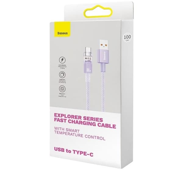 Baseus USB-C till USB-A kabel 2m 100W - Lila Lila