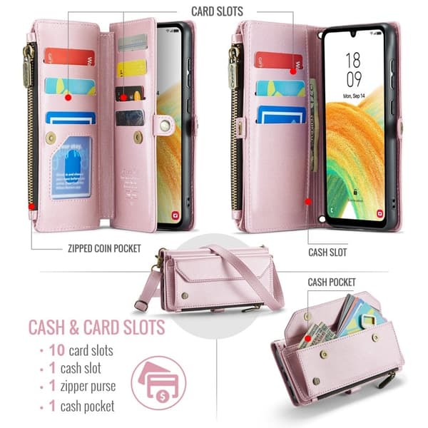 CASEME Plånboksfodral Konstläder för Samsung Galaxy A33 5G - Rosa