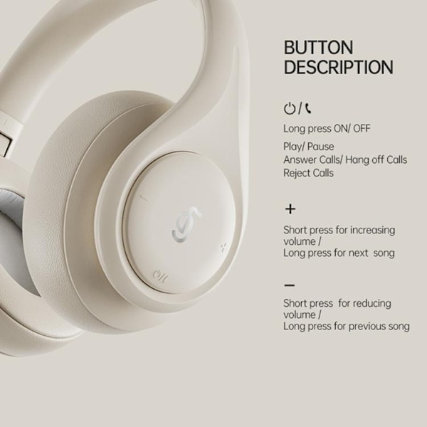 Over-Ear Trådlösa Hörlurar Bluetooth ANC P9 - Vit Vit