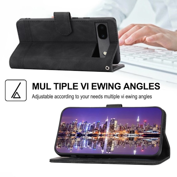 DIERFENG DF-03 Plånboksfodral för Google Pixel 6a - Konstläder - Svart
