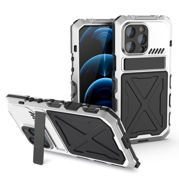 R-JUST Mobilskal till iPhone 14 Pro Max i Silikon och Metall - Silver