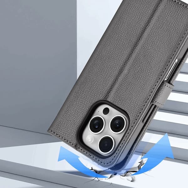 Dux Ducis iPhone 16 Pro Pung Taske Lawa Læder - Grå Grå