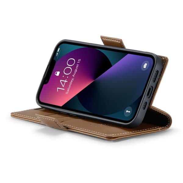 CASEME Plånboksfodral Konstläder för iPhone 13 RFID-Skydd - Brun