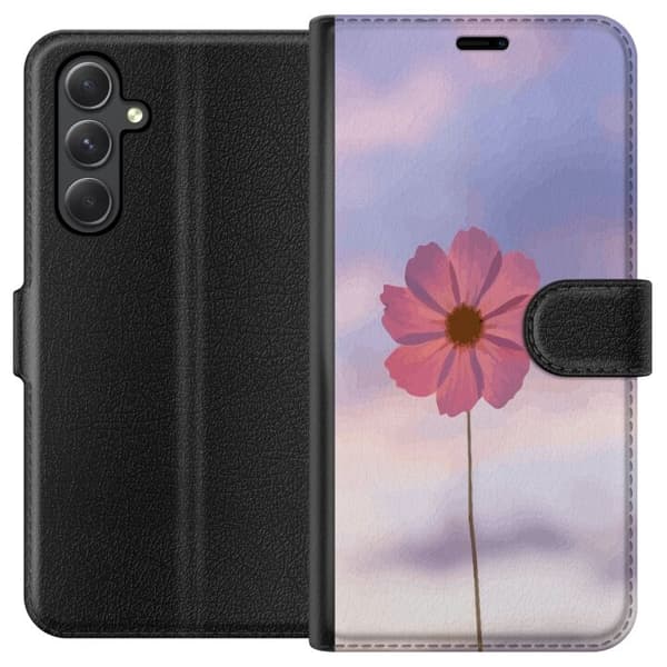 Pung Taske til Samsung Galaxy A15 5G med Lyserød Blomst
