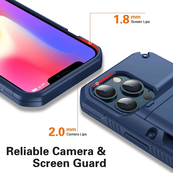 iPhone 13 Pro Max Skal Med Kortfack - Blå Blå