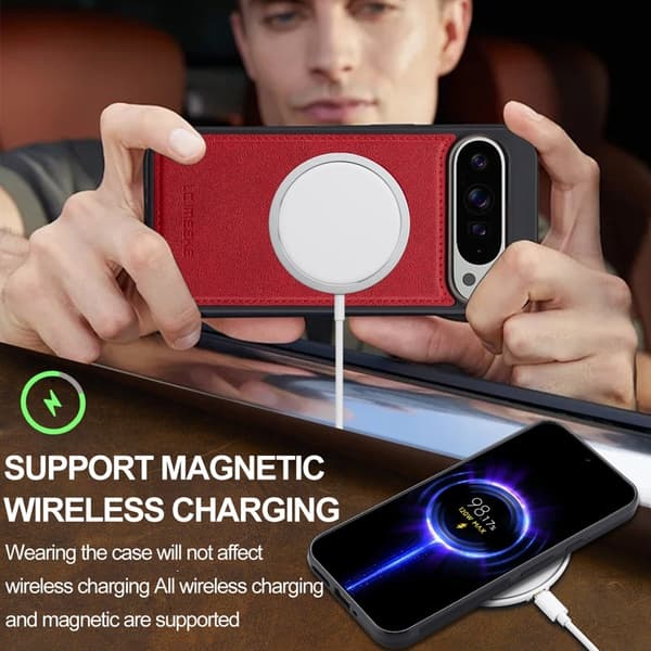 LC.IMEEKE Google Pixel 10 Pro Fodral KonstLäder - Röd
