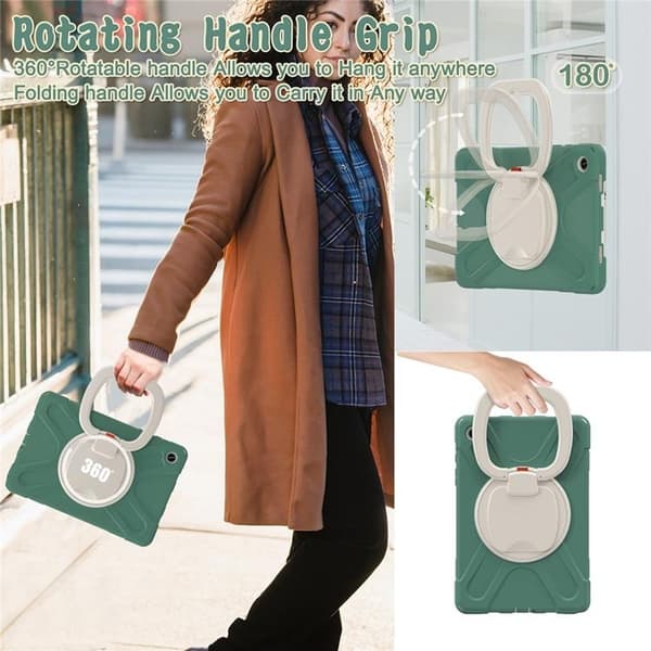 Mobilskal till Galaxy Tab A9 Plus Kickstand Handle Grip - Emerald Grön Grön